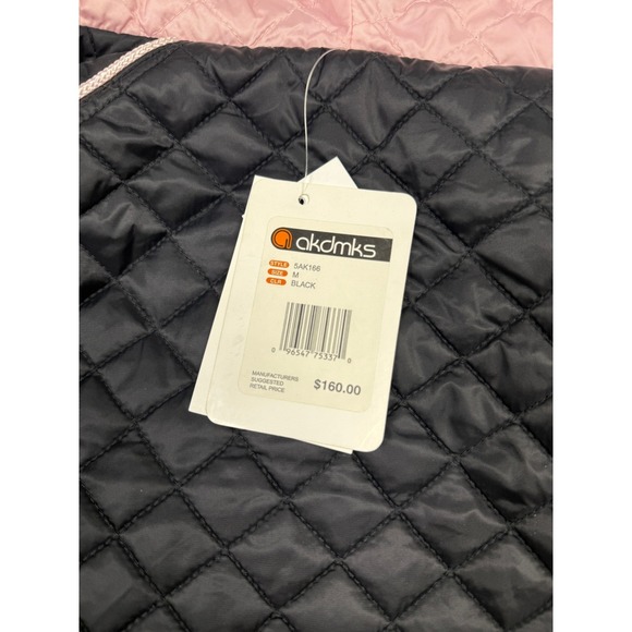 Akdmks Vintage Black Pink Quilted Hooded Bomber Jacket‎ Varsity Style Women's M - Picture 7 of 14